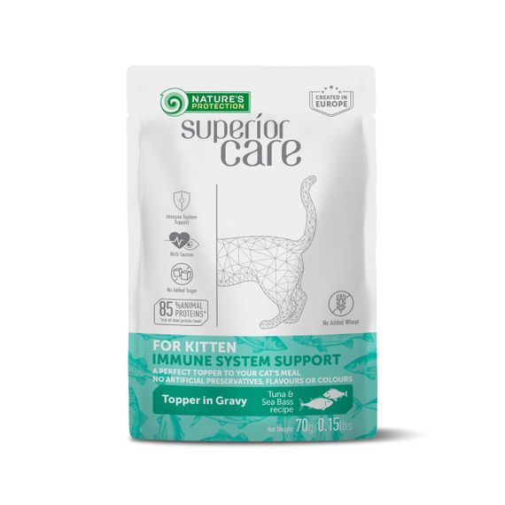 Вологий корм для кошенят Nature's Protection Superior Care Immune System Support Kitten All Breeds With Tuna And Sea Bass, 70 гр
