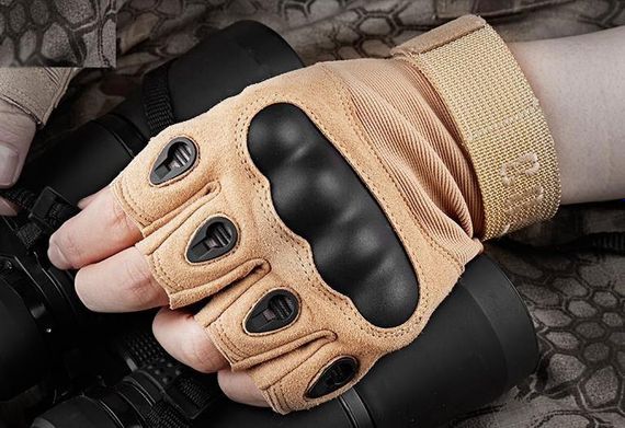 Перчатки тактические Primo Tactical беспалые, размер L - Sand | Зображення 1