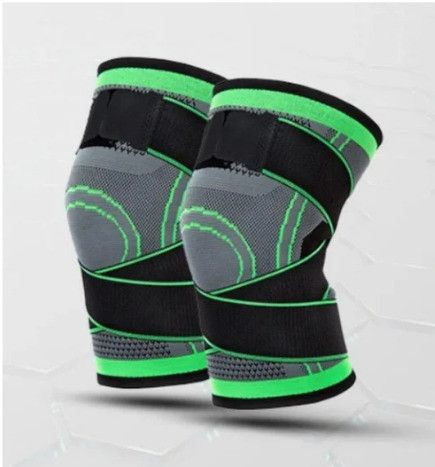 Наколенник Бандаж коленного сустава Knee Support Copper Черно-зелёный фиксатор колена Компрессионный от травм растяжений | Зображення 3