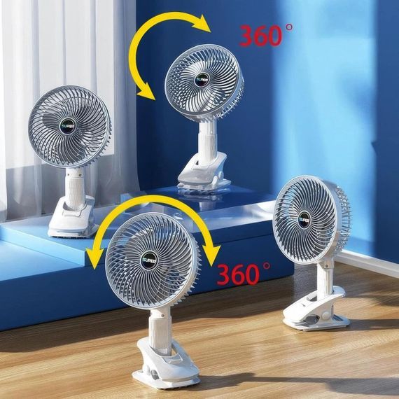 Вентилятор міні портативний Desktop Fan Multi-function акумуляторний із прищіпкою Білий RD-2227 | Зображення 7