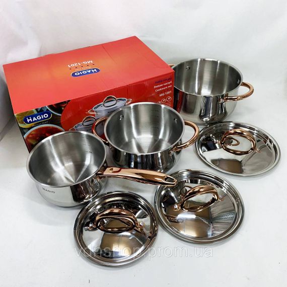 Набор кастрюль с инновационным антипригарным покрытием MAGIO MG-1201 6 шт, Хороший набор кастрюль NG-49 | Зображення 5