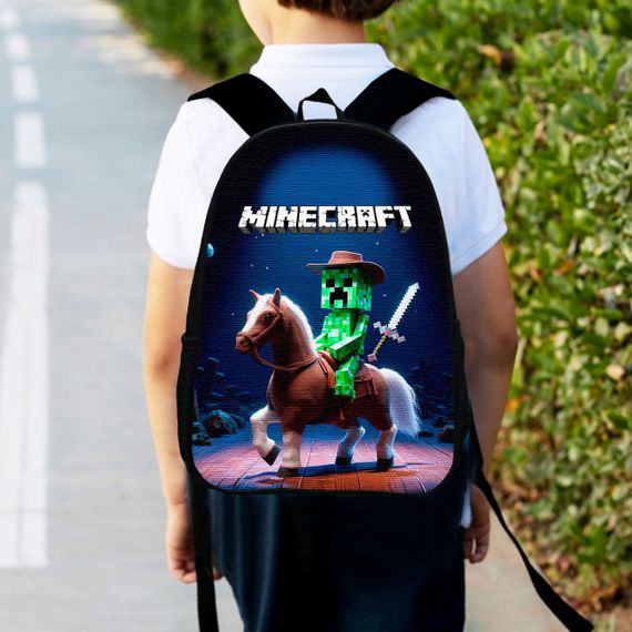 Рюкзак дитячий майнкрафт крипер на коні "Minecraft" 34х27см, міський ранець для хлопчика (00531)