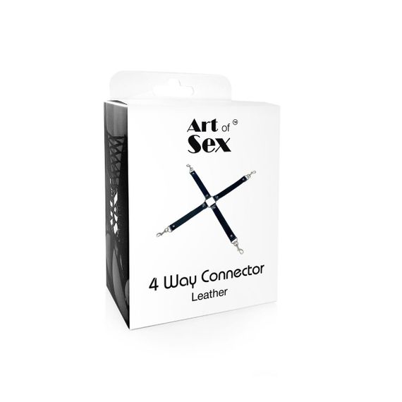 Хрестовина з натуральної шкіри Art of Sex - 4 Way Connector, Чорний | Зображення 3