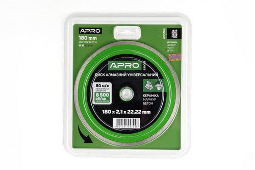 Диск відрізний для бетону 180х2.1х22.22мм (16-18%) Суцільний APRO