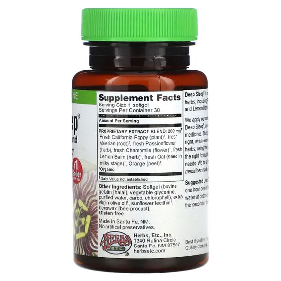Здоровий сон, Deep Sleep, Herbs Etc., 30 капсул | Зображення 1