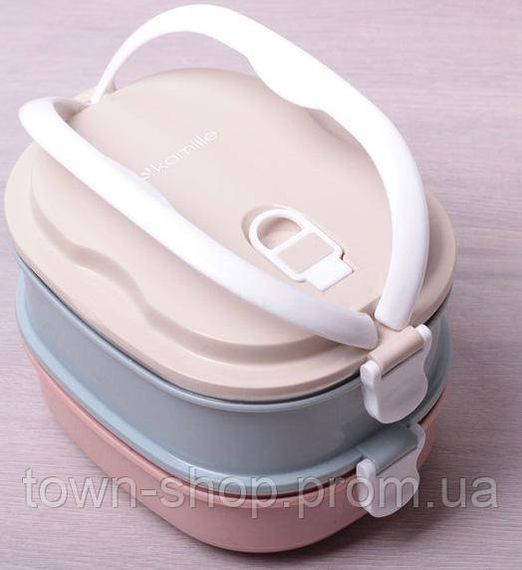 Ланч-бокс Kamille Food Box 2 емкости по 700мл, 20х14.5х13.5см KM-2125 | Зображення 1