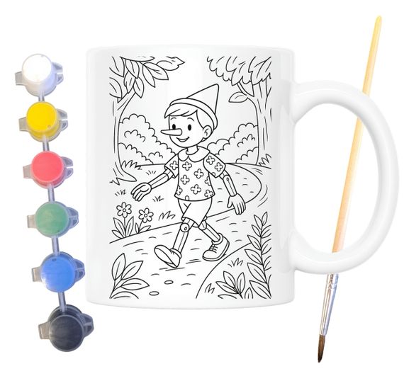Набор для творчества кружка раскраска Приключения Пиноккио (по мотивам романа Карло Коллоди) 330 мл белая (КР0192) | Зображення 1