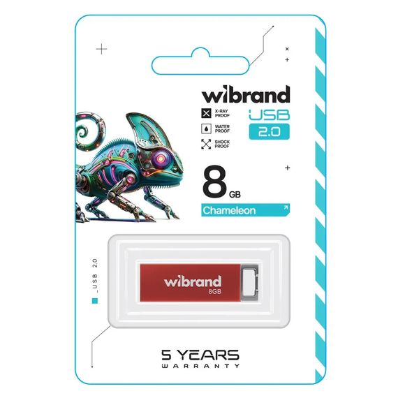 USB флеш накопичувач Wibrand 8GB Chameleon Red USB 2.0 (WI2.0/CH8U6R) | Зображення 1