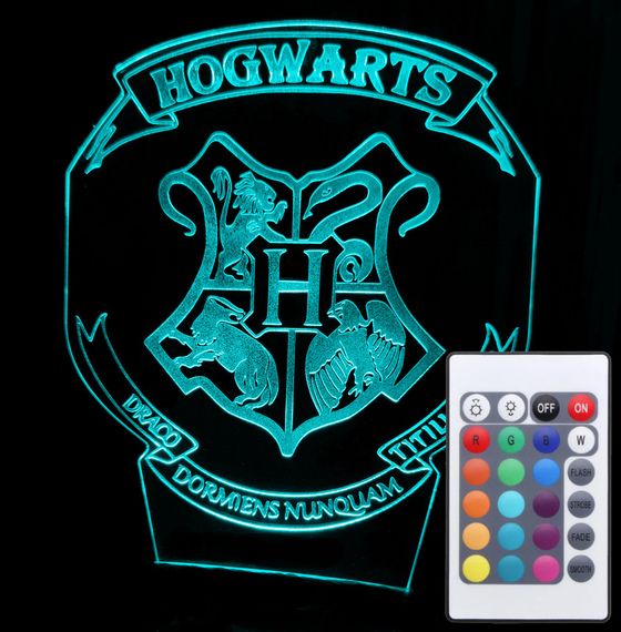 Акриловий світильник-нічник з пультом 16 кольорів Хогвартс 2 tty-n001176