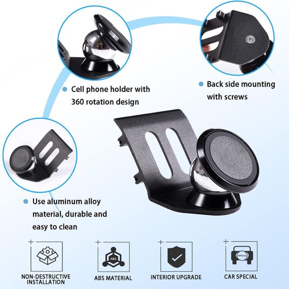 Автомобільний тримач для телефону на панель приладів для Fiat 500 (2010–2015), з алюмінієвого сплаву, на вентиляційну решітку | Зображення 5
