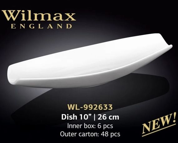 Блюдо порцелянове Wilmax WL-992633 біле 26 см для подавання закусок і десертів | Зображення 1