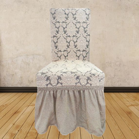 Чехлы на стулья Damask с юбкой, кремовые | Зображення 3