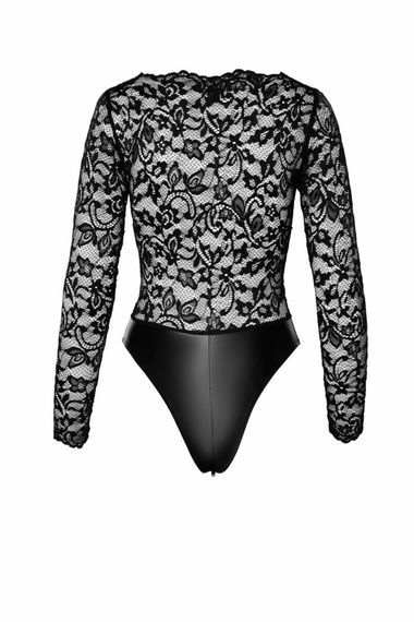 Боди Noir Handmade F296 Psyche, 3XL, кружево, длинный рукав, низ под латекс, с доступом | Зображення 6