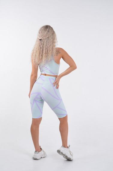 Спортивні шорти велосипедки 4Profi  з принтом "Геометрія" м&#039;ята/ фіолет розмір  XS біфлекс 17630 | Зображення 3