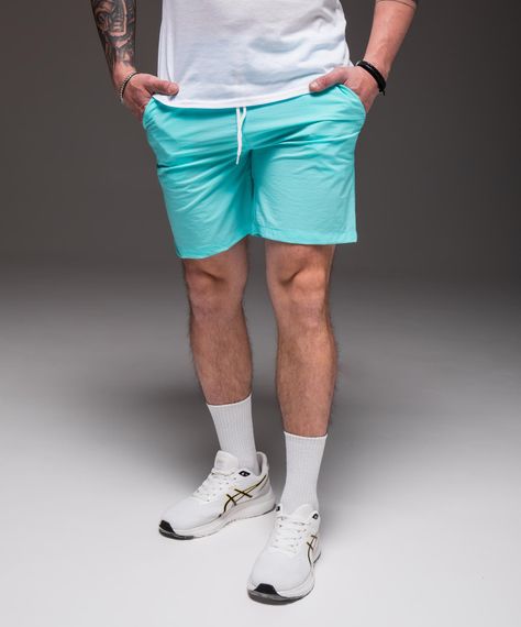 Мужские шорты из плащевки внутри с сеткой RA2031/1  цвет бирюзовый, размер XL | Зображення 3