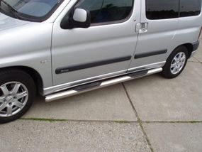 Боковые трубы (2 шт., нерж.) Ø70, с пластиковыми подставками для Citroen Berlingo 1996-2008 гг