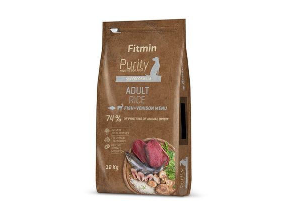 Fitmin dog Purity Rice Adult Fish & Venison (для дорослих собак середніх та великих порід з рисом, риба та дичина), 12 кг | Зображення 1