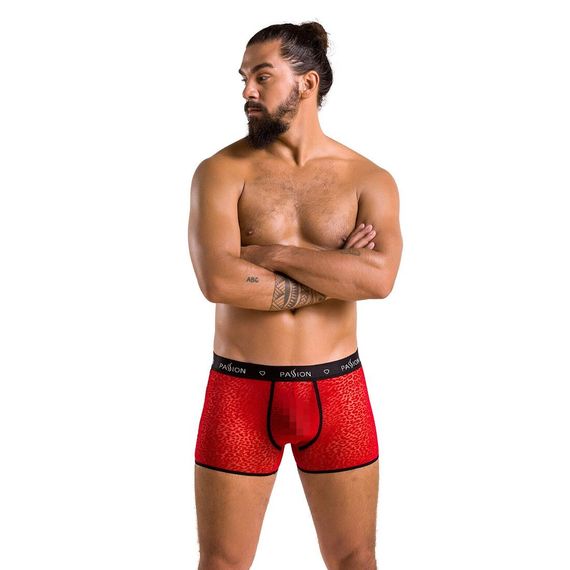 Чоловічі прозорі боксери Passion 046 SHORT PARKER L/XL Red, сітка, під леопард | Зображення 2