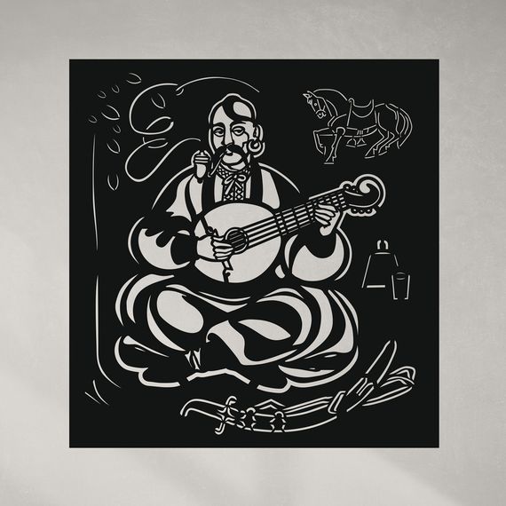 Панно декоративная картина на стену казак Мамай LED подсветка 16 цветов пульт 500х530 acr-p000270 | Зображення 8