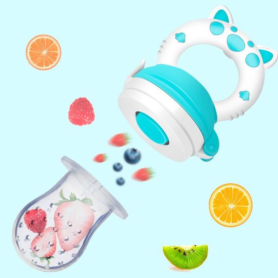 Ніблер із силіконовою сіточкою Свинка Сірий з блакитним | Зображення 2