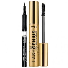 Набор Avon Многофункциональная тушь для ресниц «Безупречные ресницы» 10 мл + Жидкая подводка для глаз «СуперАкцент» 1 мл