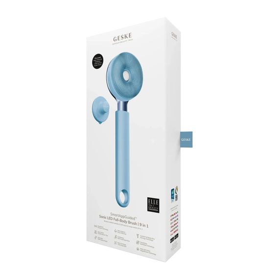 Звукова світлодіодна щітка для всього тіла GESKE Sonic LED Full-Body Brush&Intensive Exfoliator 9в1 aquamarine, Блакитний | Зображення 7