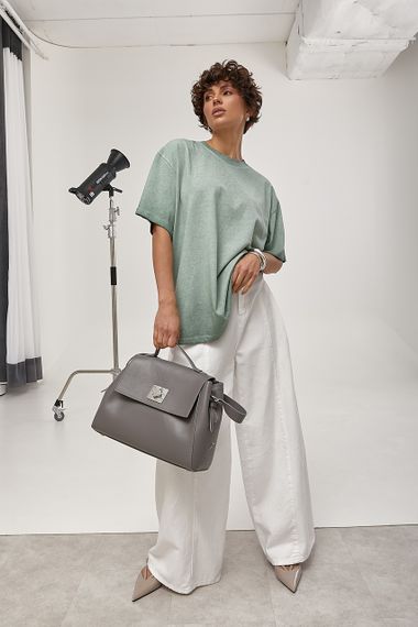 Футболка вільного фасону з ефектом тай-дай - м'ятний цвет, ONE SIZE (є розміри) | Зображення 2