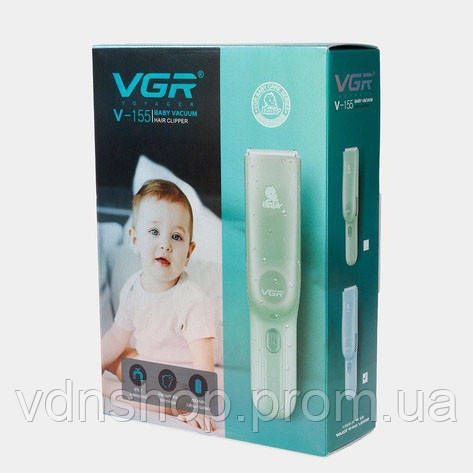 Дитяча машинка для стрижки VGR V-155 GREEN дітей новонароджених безшумна тиха з насадками 0-12 мм RN-23 | Зображення 1