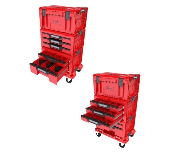 Набір ящиків для інструментів на платформі, 21", 525x345x885, SYSTEM PRO Drawer Workshop Set 4 Red, Z258360PG003, QBRICK | Зображення 1