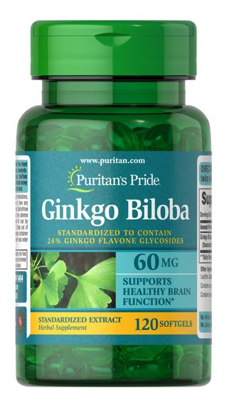 Гинкго Билоба Puritan's Pride Ginkgo Biloba Standardized Extract 60 mg 120 Softgels