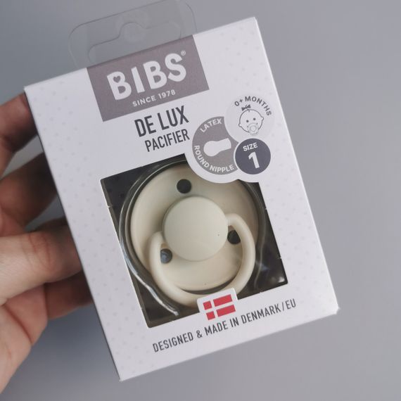 Соска пустушка Bibs De Lux 0-6 міс латекс Ivory
