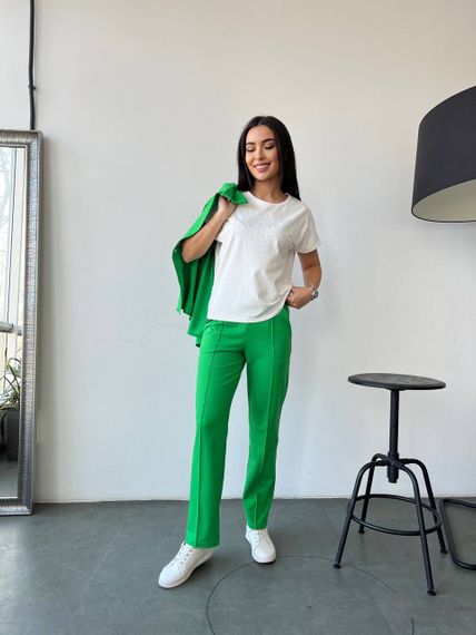 Женский костюм тройка рубашка+футболка+брюки трикотажный NB23007 размер 42/44 цвет зеленый | Зображення 5