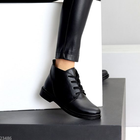 Класичні чорні черевики натуральна шкіра низький хід | Зображення 5