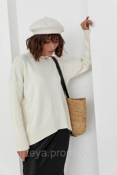 Жіночий в'язаний джемпер oversize колір молочний розмір S FL_000546 | Зображення 4