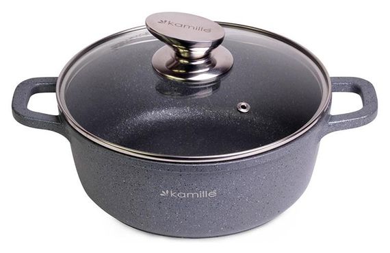 Каструля Kamille Landes Grey 6.5л з литими алюмінієвими ручками
