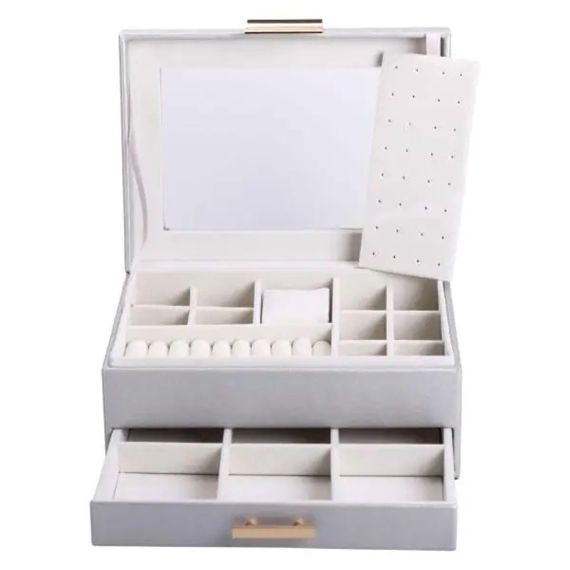 Скринька для прикрас з еко шкіри 2 яруси органайзер для ювелірних виробів HP-5-36G | Зображення 2