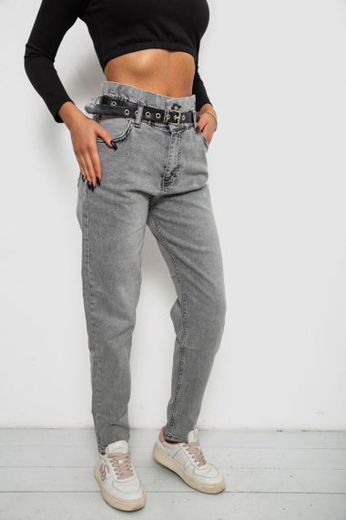Джинси жіночі однотонні Baggy Papei, колір сірий, 244R00158 | Зображення 2