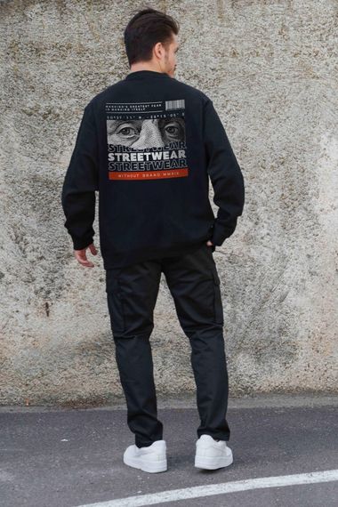 Утеплений оверсайз світшот на флісі з принтом Without Streetwear Black | Зображення 1