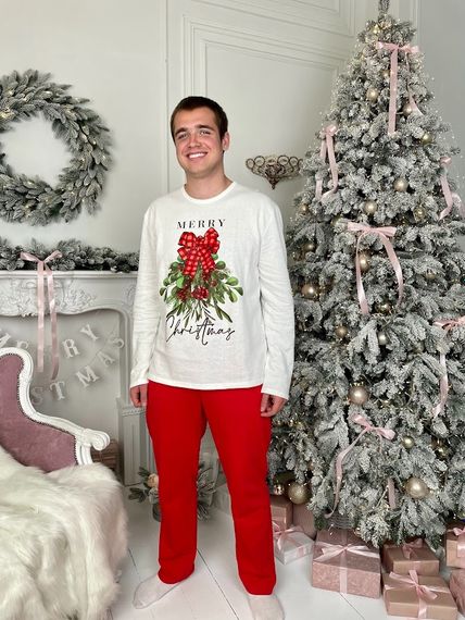Піжама чоловіча "Family look" Носи своє 46 Білий (p-12558-140871) | Зображення 3