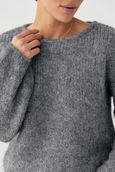 Мохерова кофта вільного фасону - сірий цвет, ONE SIZE (є розміри) | Зображення 3