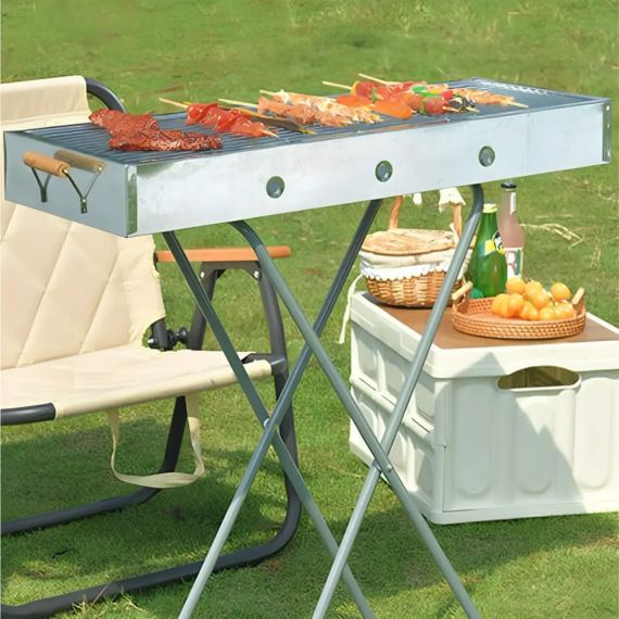 Раскладной мангал переносной 70х70х30см, BARBECUE TRAY 770T, Серебристый | Зображення 1