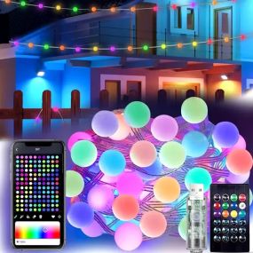 Гірлянда на ялинку матова кулька 10 метрів з пультом Usb Bluetooth управління з телефону модель (SFK-03)