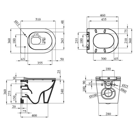 Унітаз підвісний безобідковий Kroner Armada WHI513636 RIMLESS з сидінням Slim Duroplast / Soft-close / Quick relase (KA513636WHIR) (CV029610) | Зображення 1