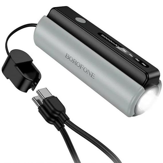 Портативний ЗП Power Bank Borofone BJ87 Star flashlight with cable 5000 mAh Black / Gray