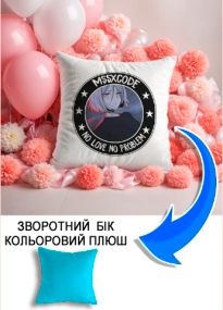 Подушка плюшева Мерч Крафт Дизайн з принтом аніме Немає кохання немає проблем блакитний плюш квадратна 33х33 см