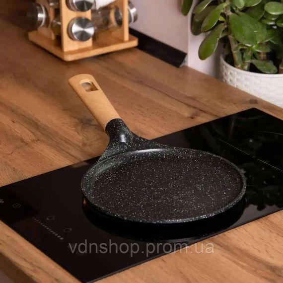 Алюминиевая блинная сковорода с мраморным антипригарным покрытием Ø 26 см, толстое дно MGC Black HP-4-429B | Зображення 1
