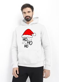 Худі чоловіче біле з принтом "Ho-ho-ho", 3XL