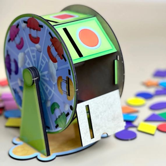 Деревянный сортер "Барабан" Ubumblebees (ПСФ135) PSF135 геометрические фигуры | Зображення 8