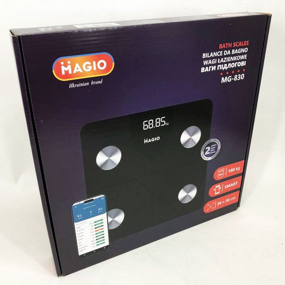 Напольные смарт-весы MAGIO MG-830 180кг, Весы для взвешивания людей, Весы бытовые напольные | Зображення 3