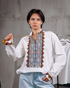Женская вышиванка рубашка с вышивкой этно рубашка женская праздничная блузка с орнаментом вышитая рубашка